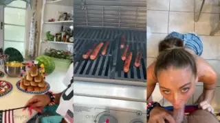 Cherie DeVille estadounidense juego oral en la cocina, coqueteo y deseo