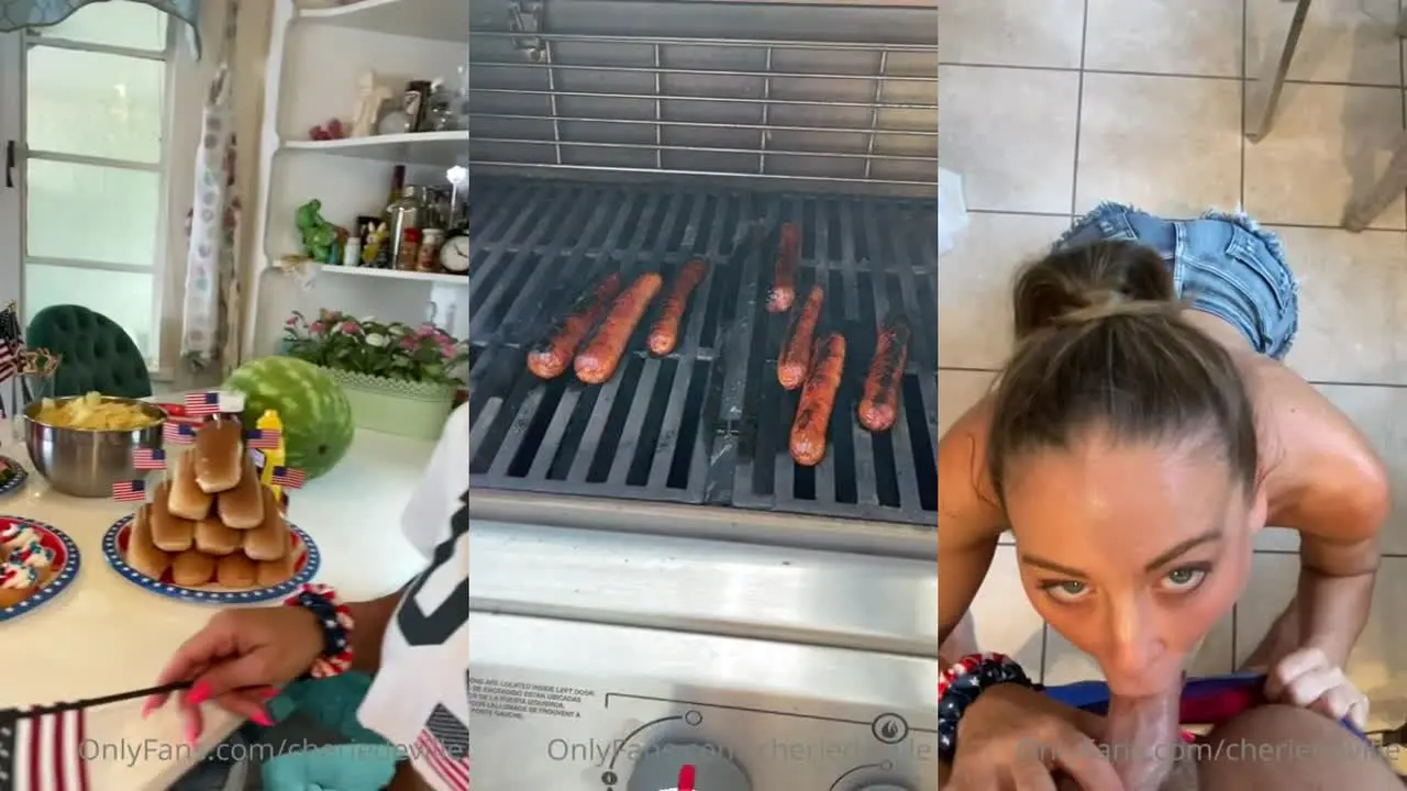 Cherie DeVille estadounidense juego oral en la cocina, coqueteo y deseo